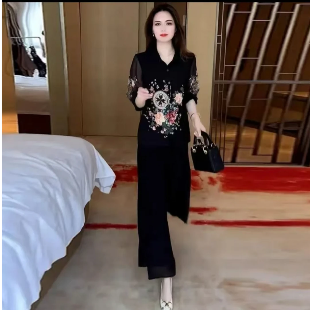 夏季时尚休闲衬衫女款外穿遮肉显瘦大方气质优雅减龄遮肚宽松印花