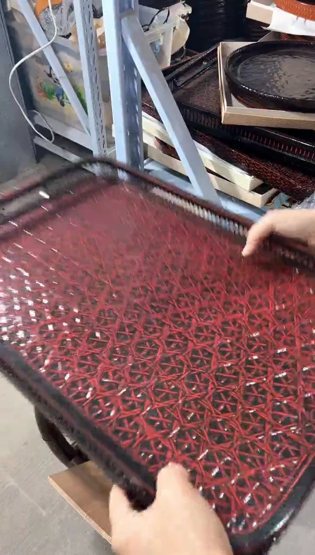 50*33cm 竹编大漆茶盘