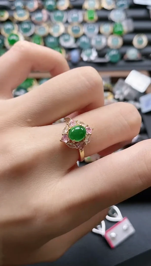 【闪购商品】翡翠戒指银S925镶嵌51511