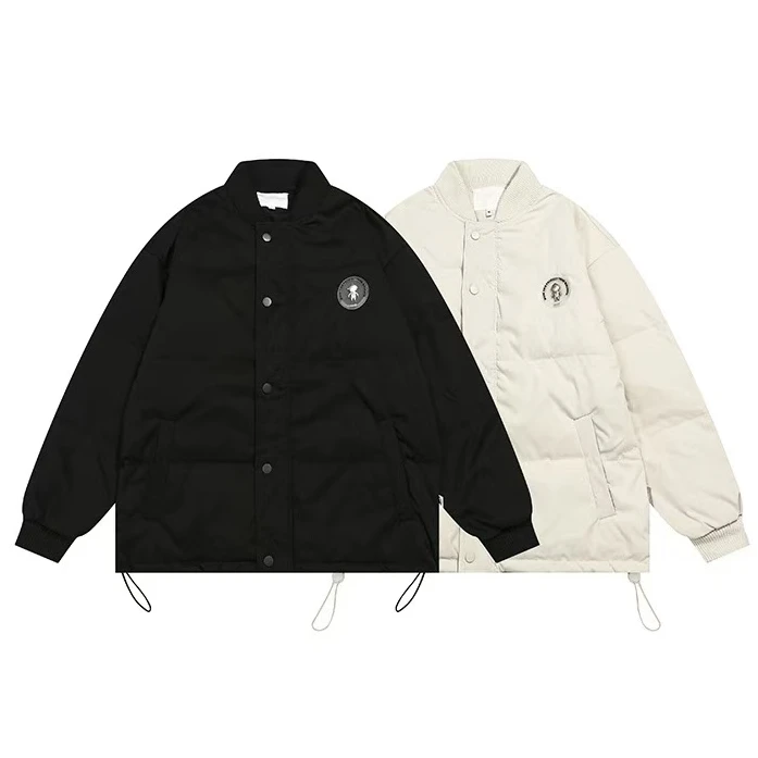 MY04美式复古冬季保暖工装棒球服宽松贴标休闲羽绒服外套