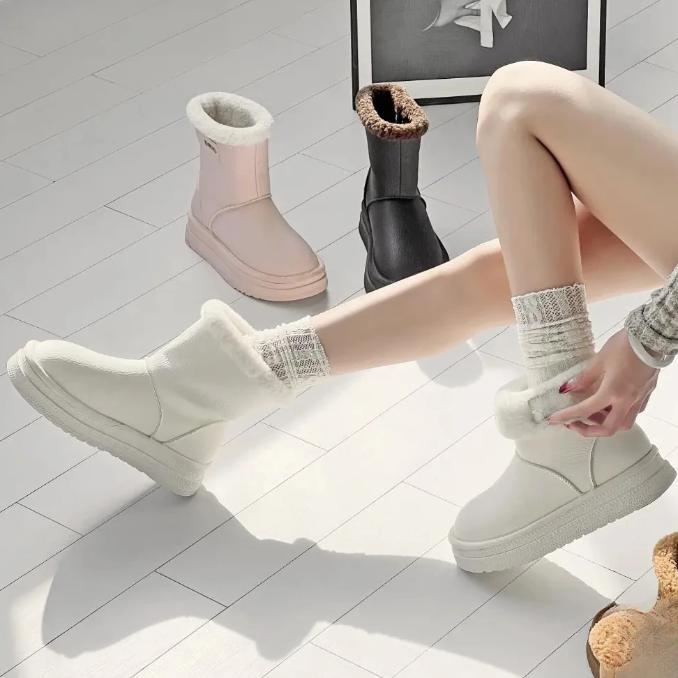 读美4CM大姚家【小太阳】复古港风保暖中筒雪地靴加厚冬季M818同款