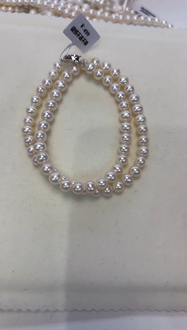 淡水珍珠银S925镶嵌颈饰6.5-7.5MM