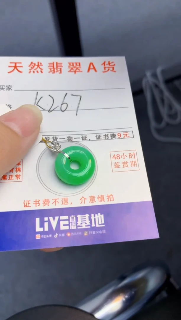 颈饰18K金镶嵌翡翠天然缅甸A货翡翠百元以上9元证书费自理