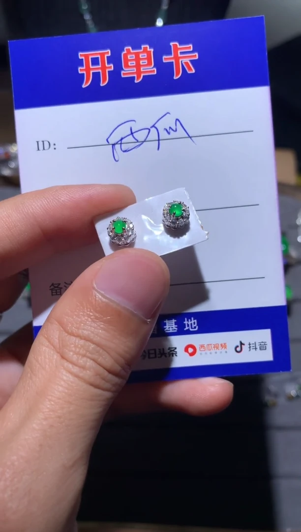 【闪购商品】翡翠耳饰银S925镶嵌清玖