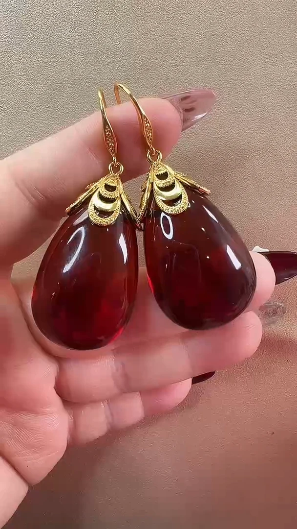 【闪购商品】琥珀耳饰未镶嵌耳环