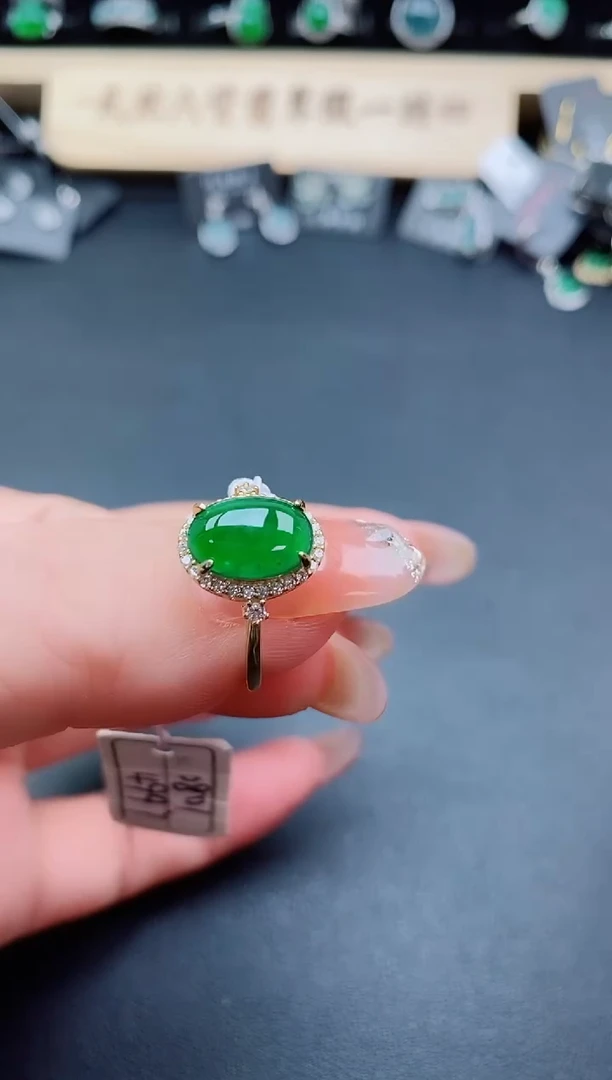 银S925镶嵌戒指翡翠1