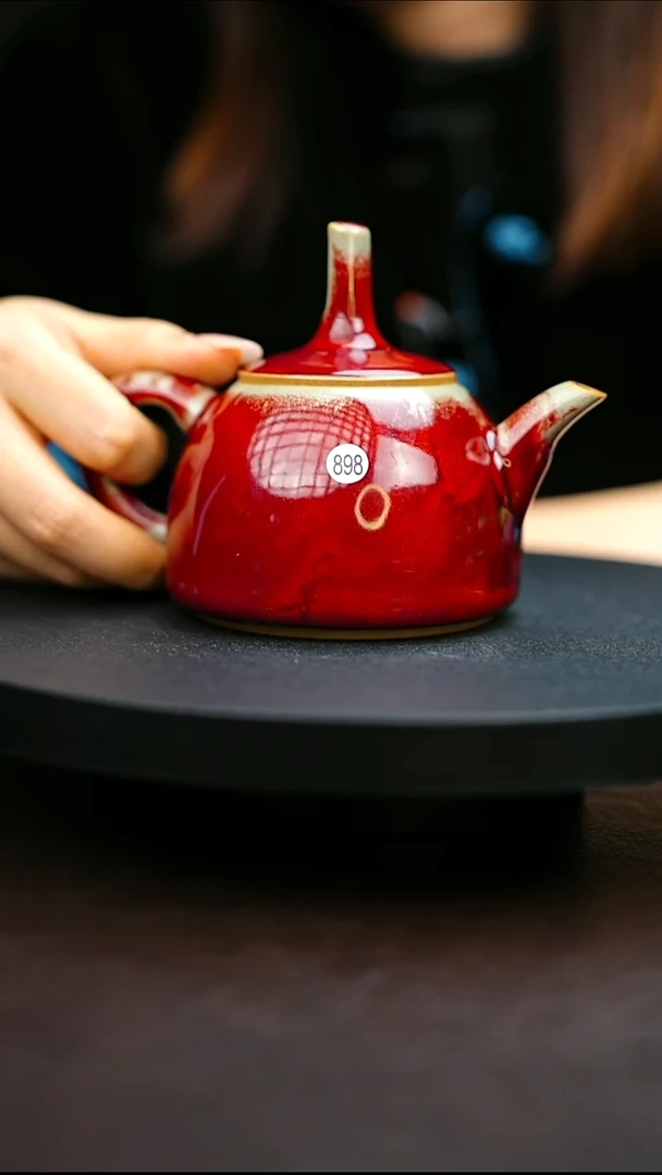 898#原矿钧瓷炉钧釉元宝壶
