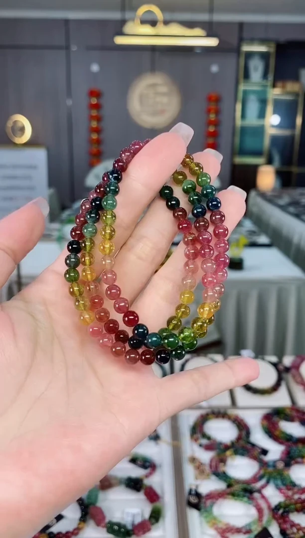 碧玺三圈手串5mm+未镶嵌碧玺hon多样性发货一条