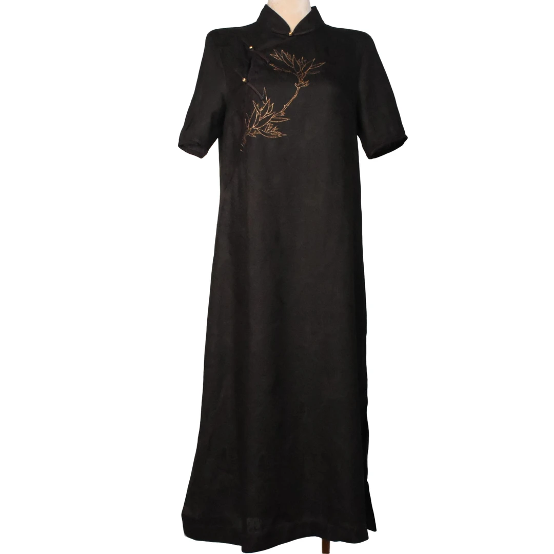 皓鹤绞罗红云纱手绘旗袍裙jlgzx545qp