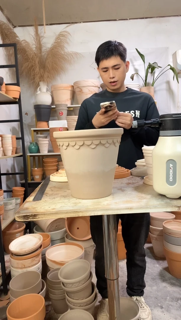 瑕疵无售后25*23灰陶巴洛克 1盆无托