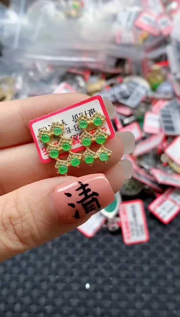 银S925镶嵌戒指翡翠天然A货缅甸翡翠