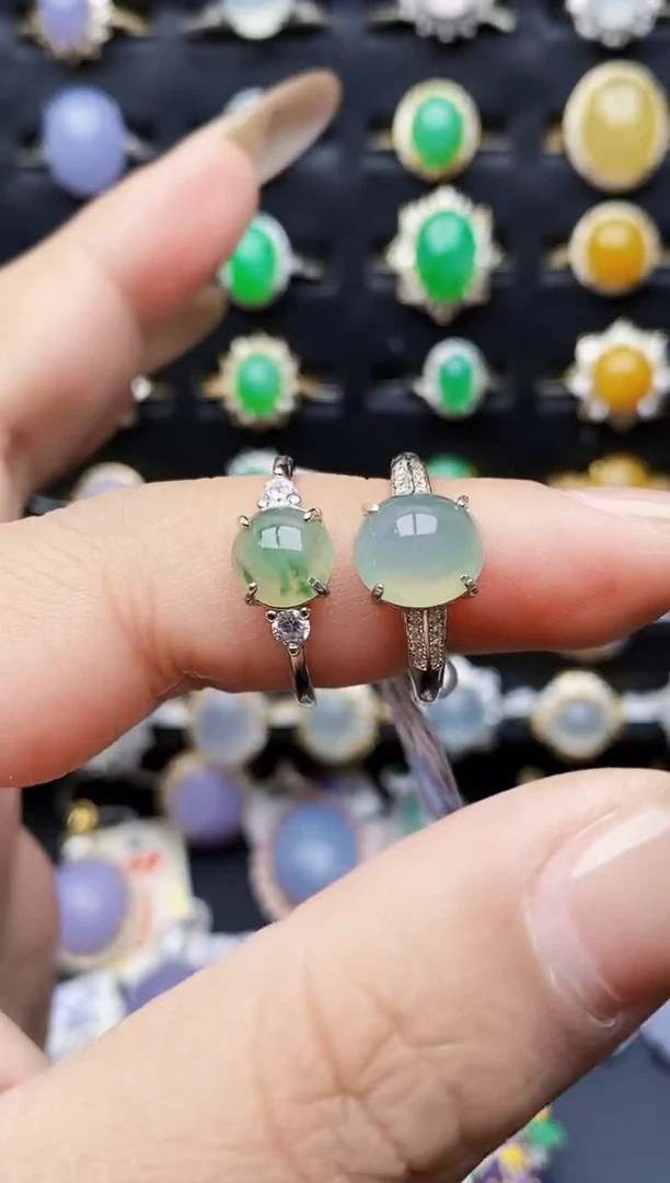 银S925镶嵌戒指翡翠0358