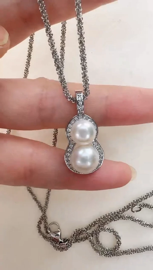 【闪购商品】淡水珍珠吊坠(赠链)合金双珠葫芦