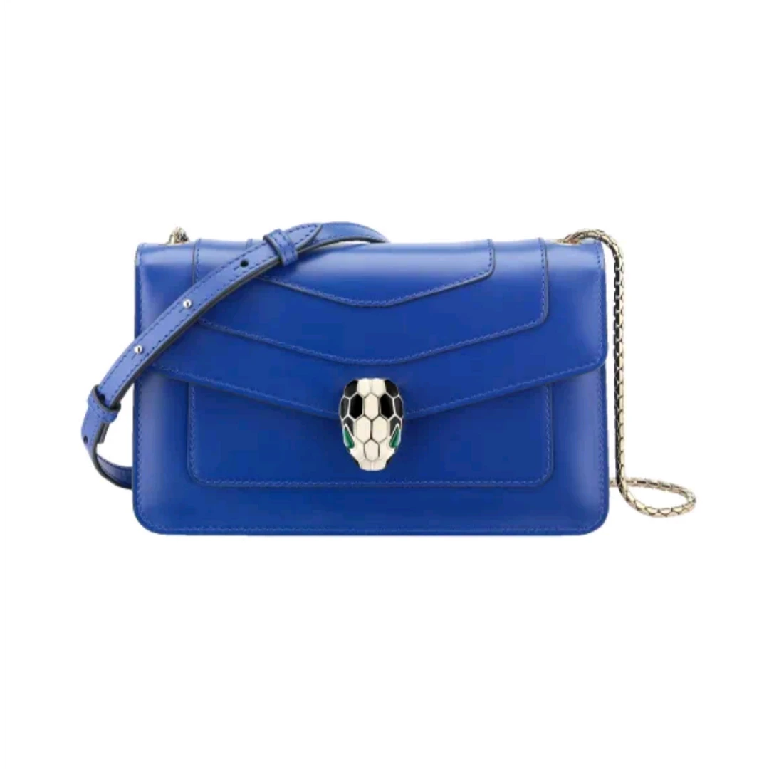 95新 BVLGARI/宝格丽 宝格丽蓝色woc蛇头包 单肩包 11883830