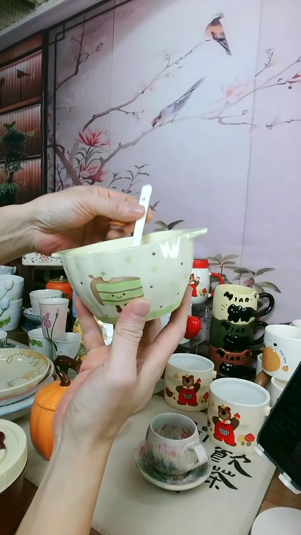 陶【孤品福利】抹茶绿双耳碗