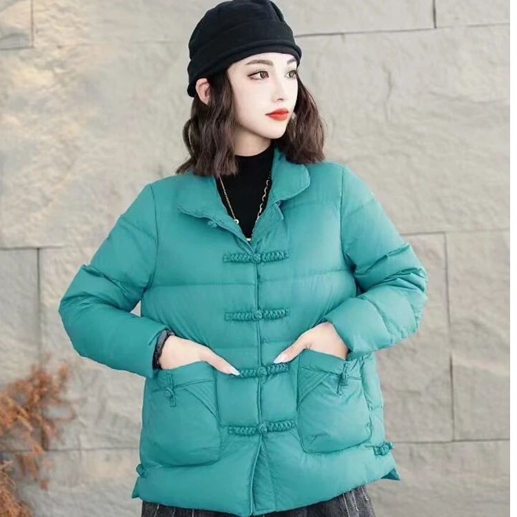升级版含 鸭绒民族风洋气时尚保暖立领 盘扣外套 保真正品