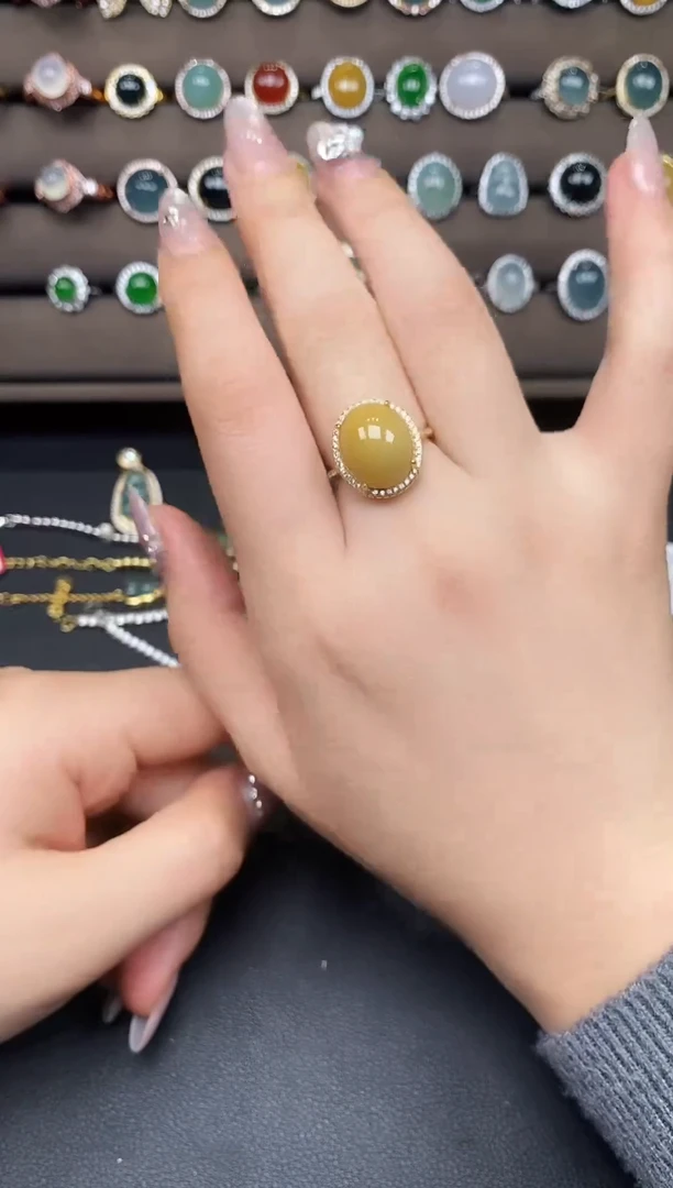 银S925镶嵌戒指翡翠37437