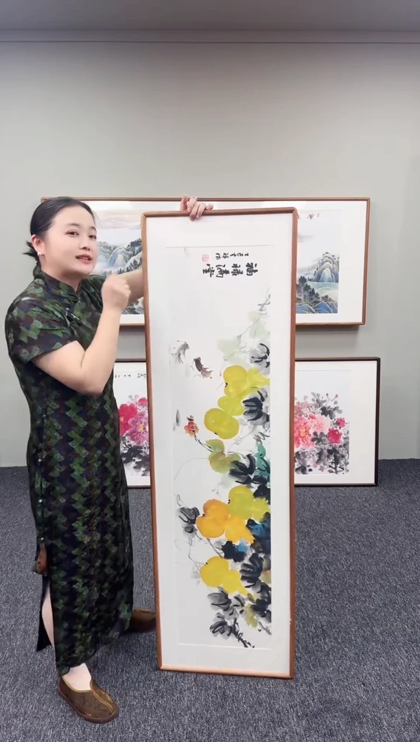 国画葫芦155*45手绘作品