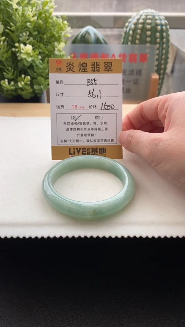 未镶嵌手镯翡翠圈口56编码B55