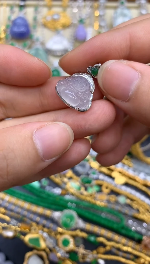 翡翠18K金镶嵌颈饰101-中国好珍宝