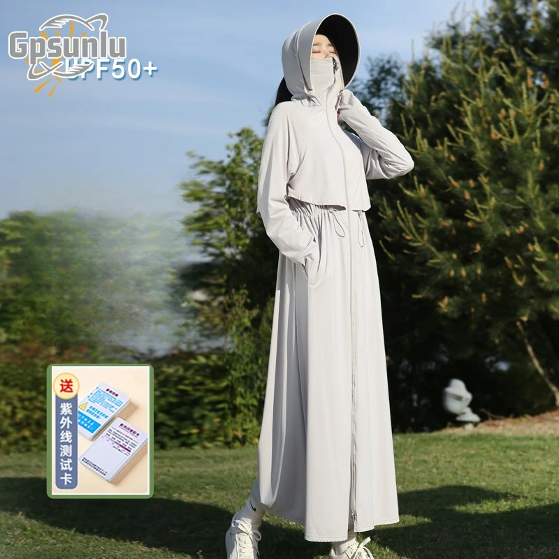 gpsunlu防晒衣女夏季新款长款全身防紫外线时尚透气原纱防晒服