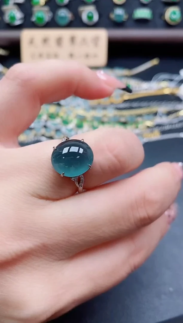 银S925镶嵌戒指翡翠1