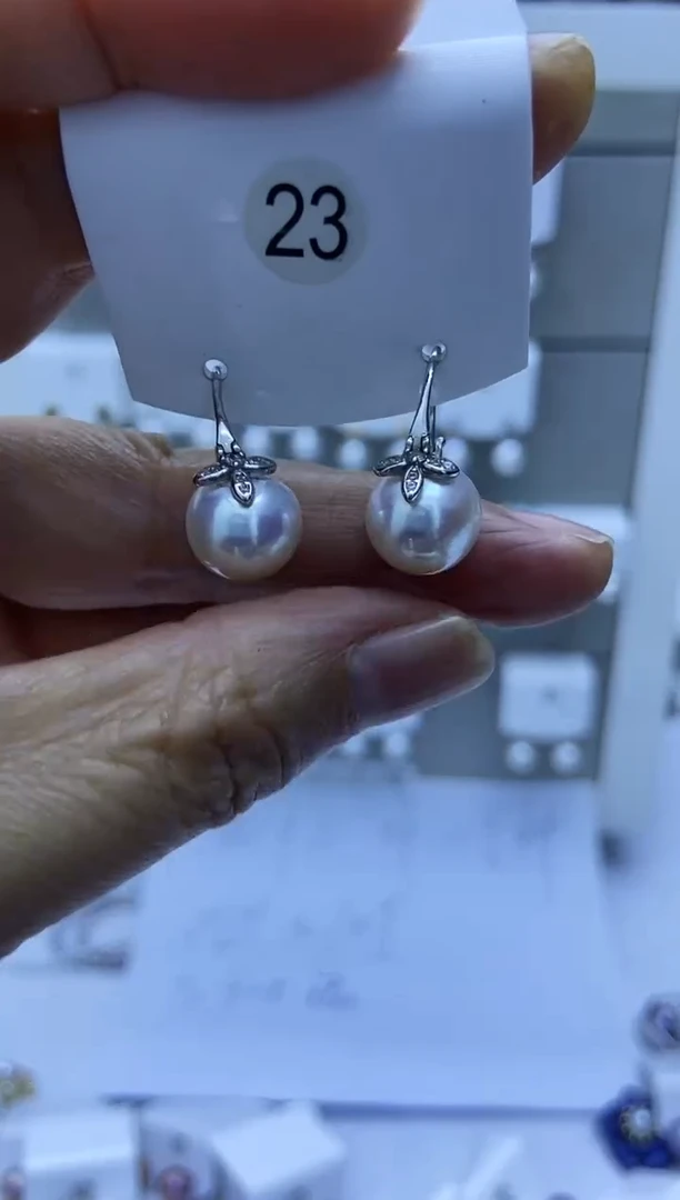 银S925镶嵌耳饰淡水珍珠23