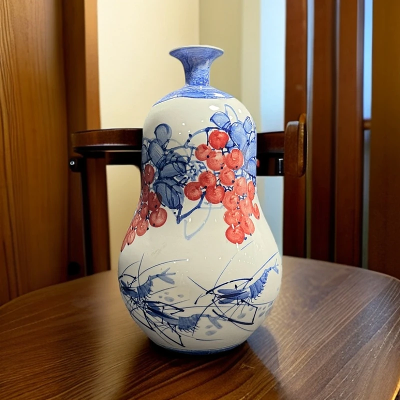 【景德镇】手工手绘青花釉下手绘葫芦尊R0539