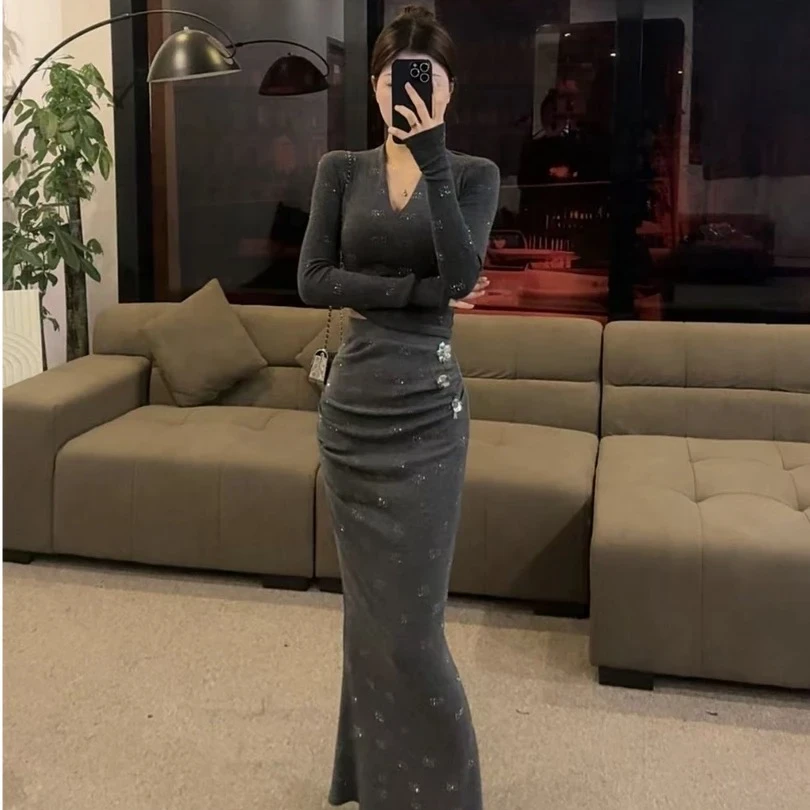 【OS&oneshow】新款名媛高级赫本显气质显瘦鱼尾裙两件套