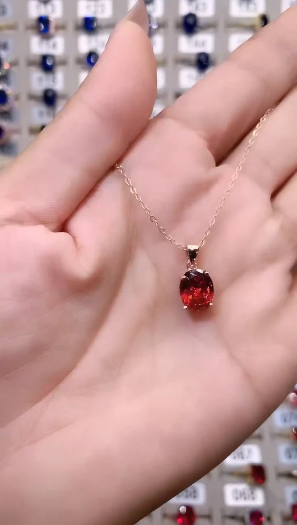银S925镶嵌颈饰石榴石810玫瑰金