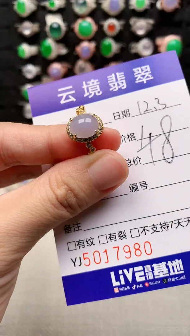 银S925镶嵌戒指翡翠7980