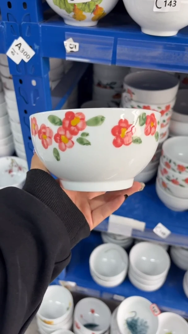 瓷片景德镇高温陶瓷食品级手绘釉中彩-中罗汉碗