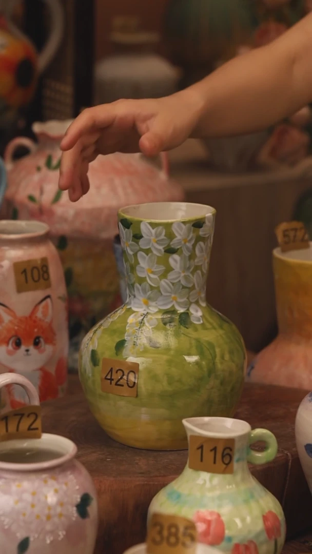 陶瓷420景德镇设计师手作花器摆件侘寂风