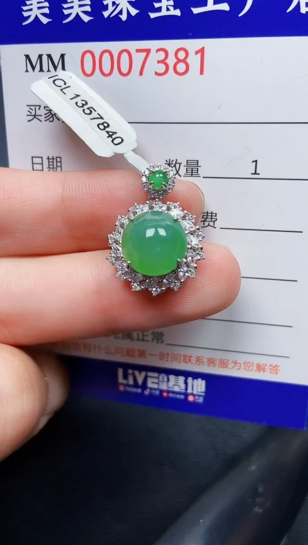 翡翠银S925镶嵌颈饰7381