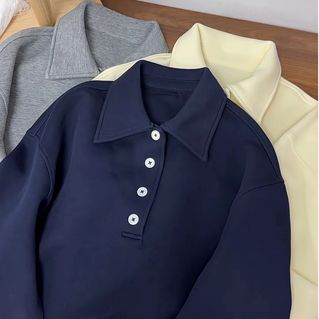 【原歌】休闲风简约百搭翻领POLO领卫衣YG526