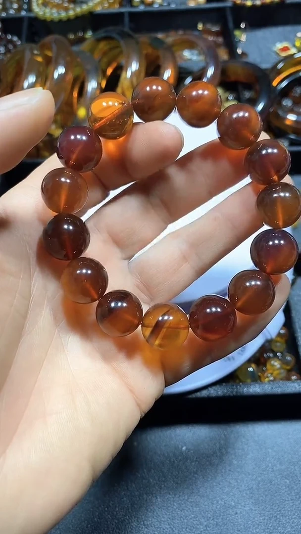 琥珀颈饰未镶嵌幻**雾天然缅甸琥珀手串