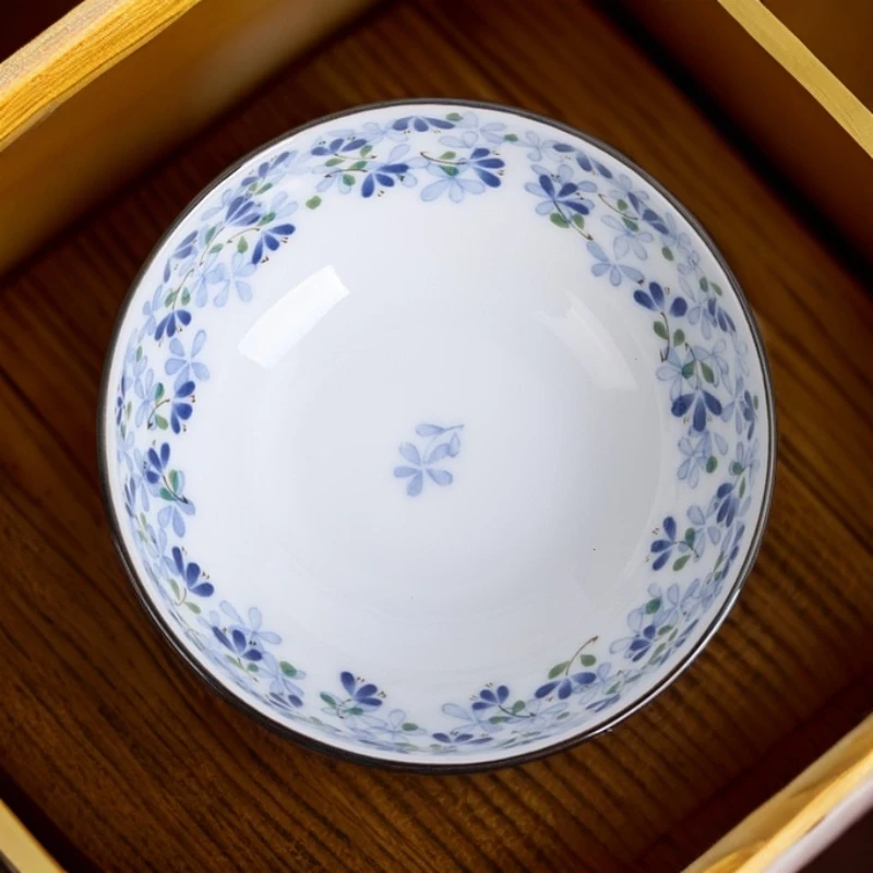 有谷窑小蓝芽4.7英寸钵碗碟陶瓷餐具日本进口釉下彩家用日式钵