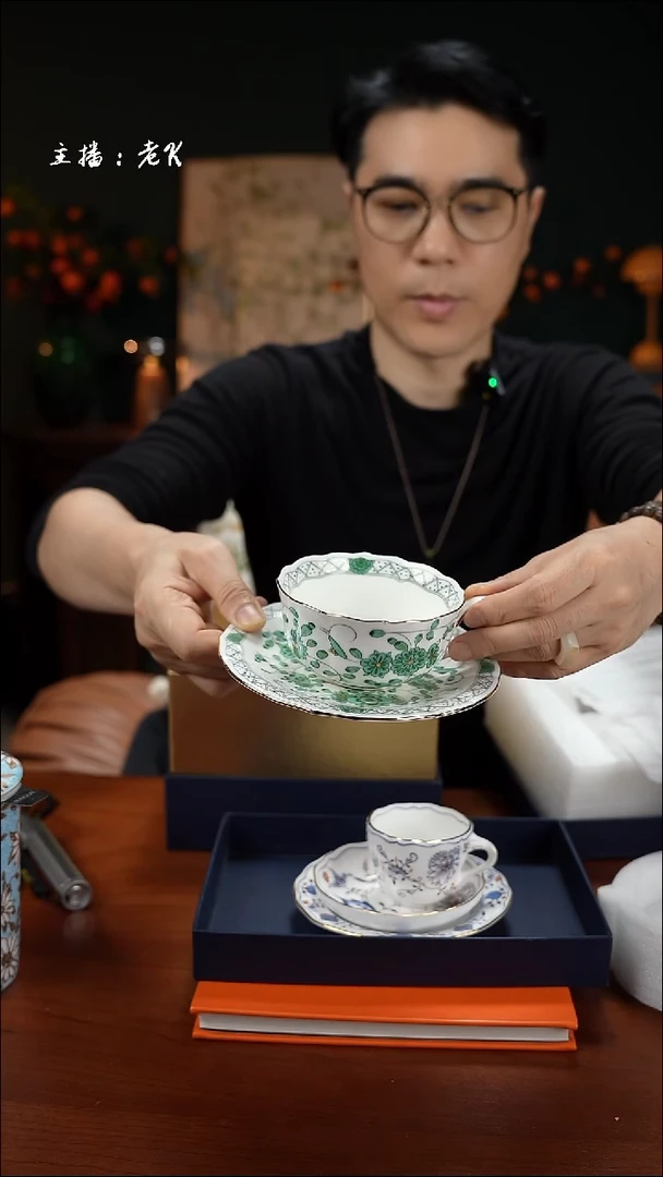 高端礼品（MM家）印度之花绿色宽口单杯碟-XY