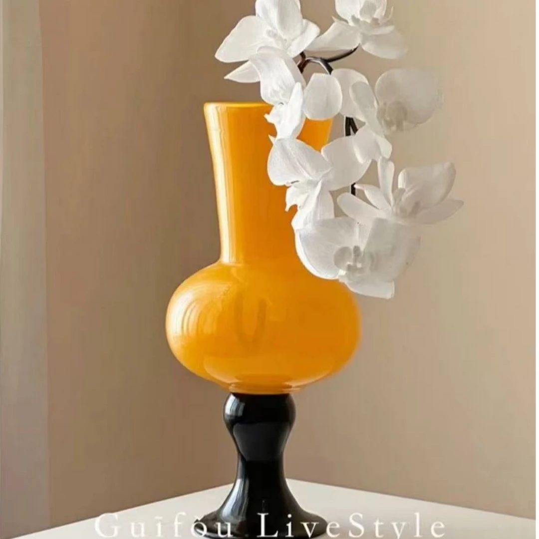 中古芬顿高脚风灯花瓶手工琉璃水养玻璃花器家居装饰花瓶