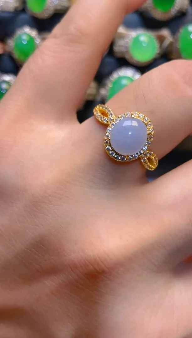 翡翠银S925镶嵌耳饰天然