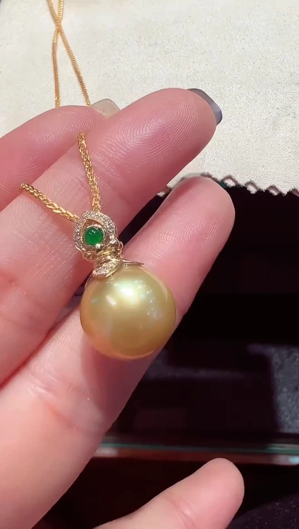 【闪购商品】海水珍珠吊坠(赠链)18K金镶嵌金珍珠吊坠