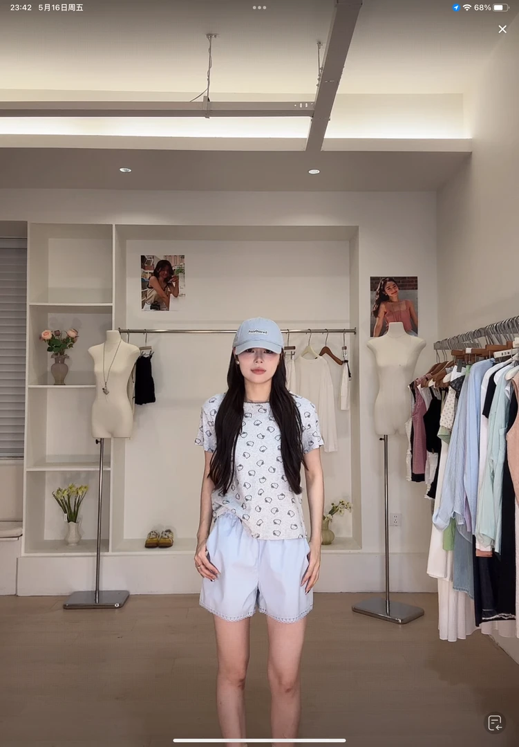 『李木木』夏款上新~~高弹满印HelloKitty短袖  5022