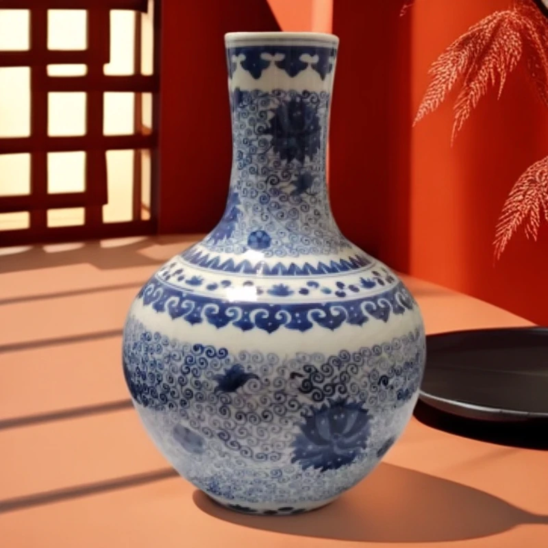 AS14913清光绪青花花卉赏瓶A00000