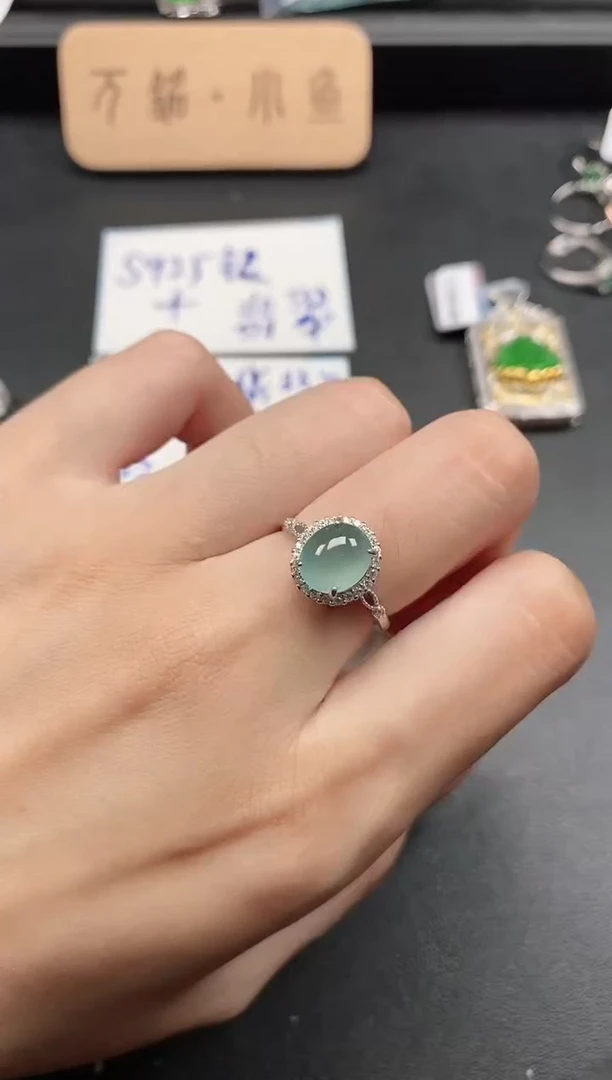 银S925镶嵌戒指翡翠5111