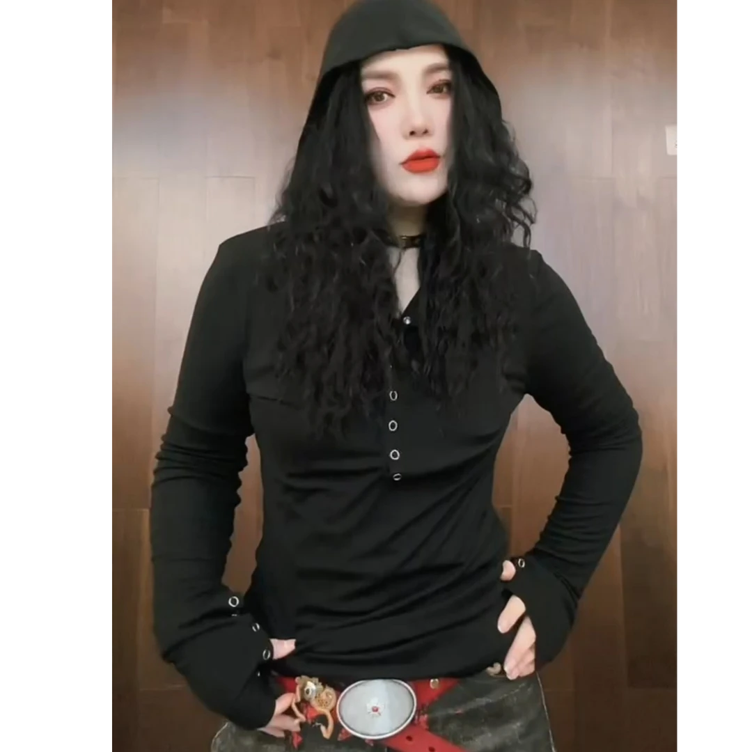 2025原创定制带帽弹力上衣显瘦