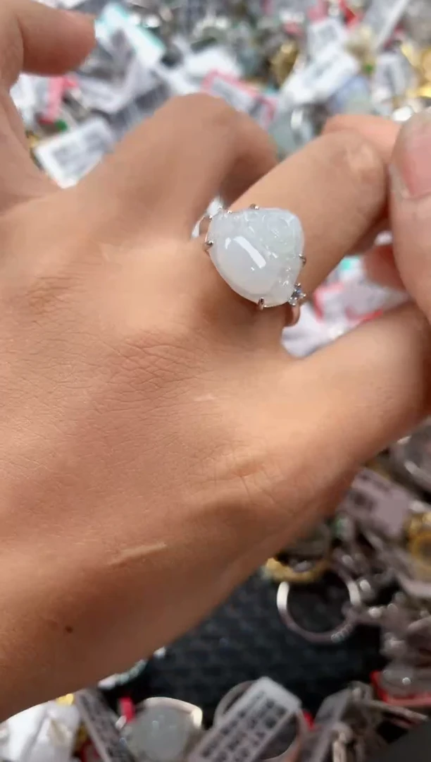 银S925镶嵌戒指翡翠888----6