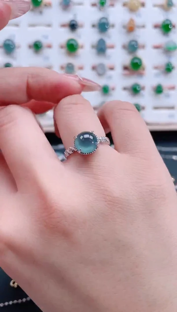 银S925镶嵌戒指翡翠天然翡翠
