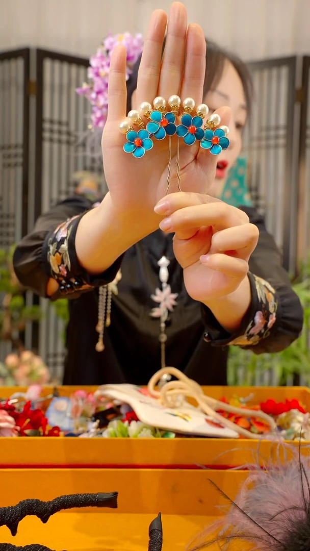 织绣紫*非遗手工绒花饰品