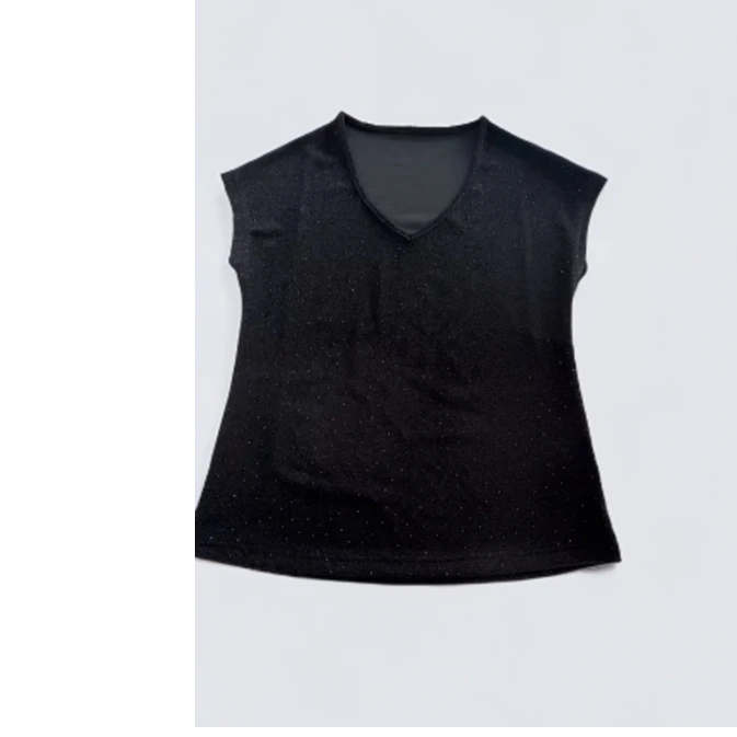 【锦衣服饰】NI 6586烫钻黑色V领T恤