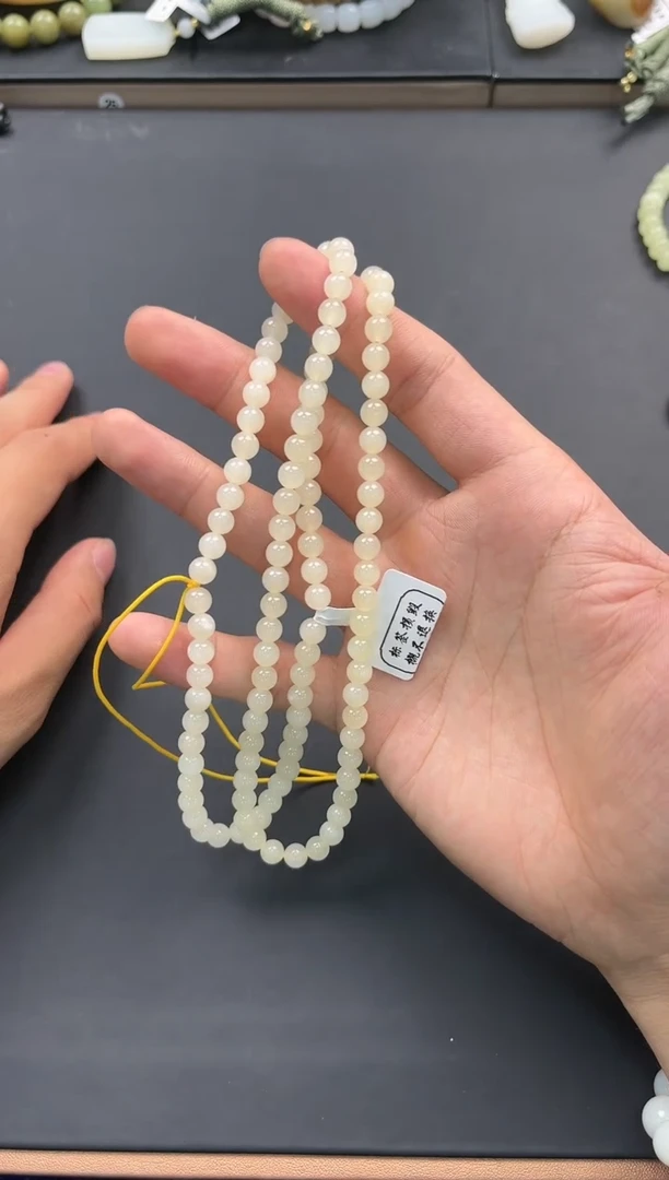 未镶嵌手串和田玉若羌黄口108项链卡6微色差